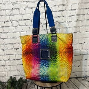 LONGCHAMP Pixel Rainbow Tote Bag